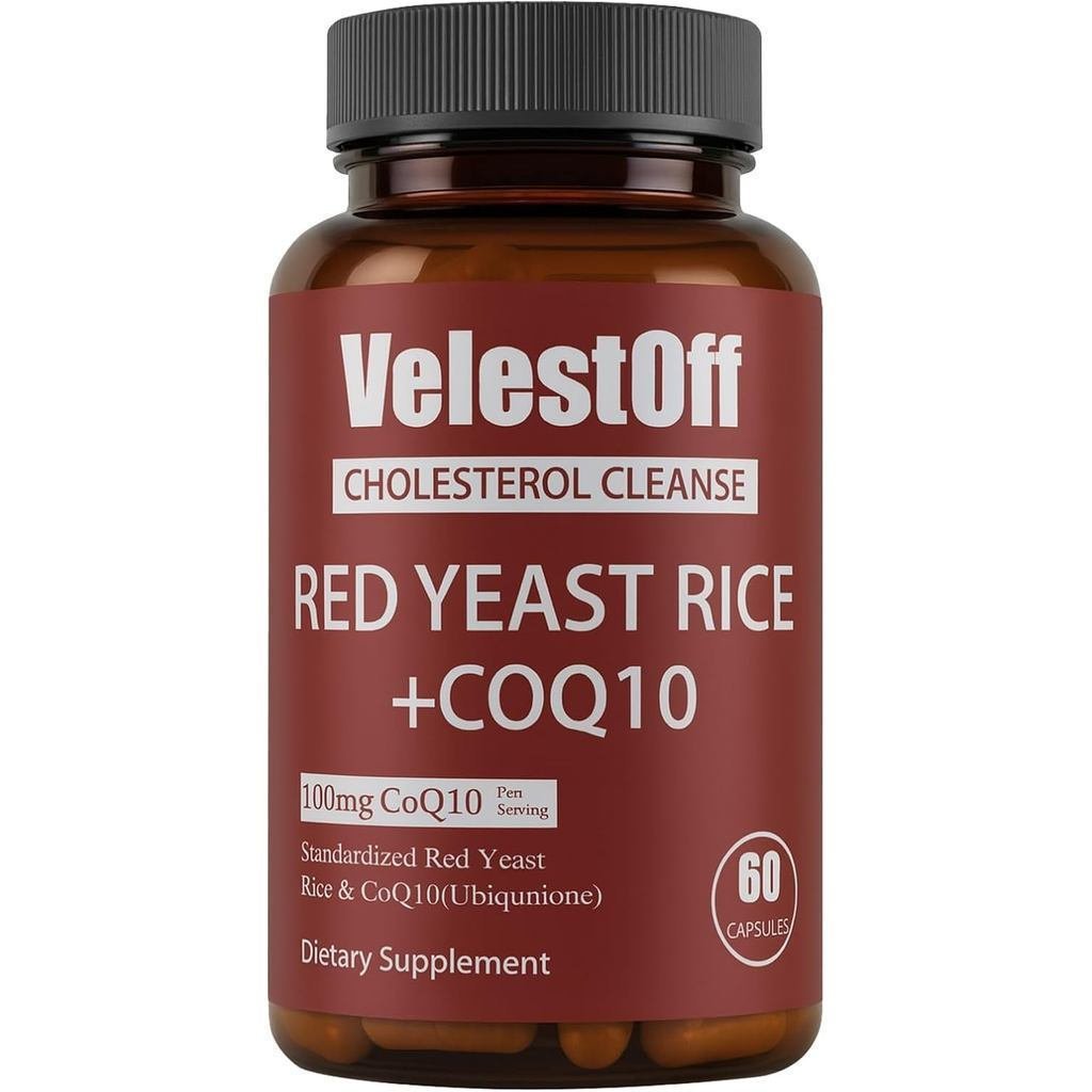 Velestoff Red Koji Rice Coenzyme Q10 Cholesterol Purifier Red Koji Rice Cholesterol Support Mix, Nat