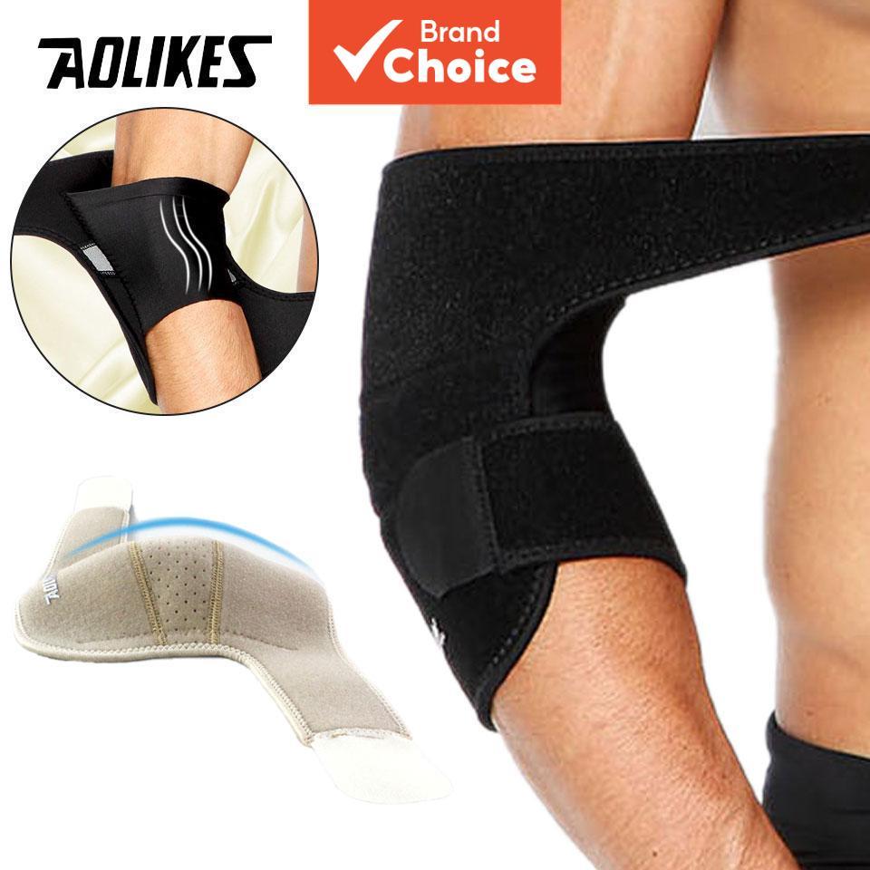 AOLIKES 1 ชิ้น ที่พยุงข้อศอก ปรับได้ ระบายอากาศ น้ําหนักเบา สําหรับแบดมินตัน บาสเก็ตบอล เทนนิส และกีฬาอื่นๆ อุปกรณ์ป้องกันแขนเพื่อความปลอดภัย