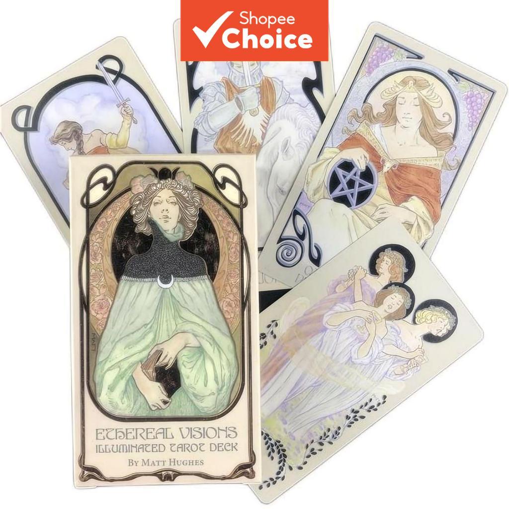 Classic Ethereal Visions Illuminated Tarot Rider Tarot Deck Cards สําหรับผู้เริ่มต้นเกมกระดานทํานาย