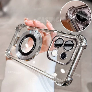 Oppo Reno16 F 5G 2026 หรูหราชุบโปร่งใสสําหรับ OPPO Reno 16 Reno16F Reno16 F 16F OppoReno16F Pro 5G 4G 2026 Magsafe Glitter ขาตั้งแม่เหล็กเคสโทรศัพท์ฝาหลัง