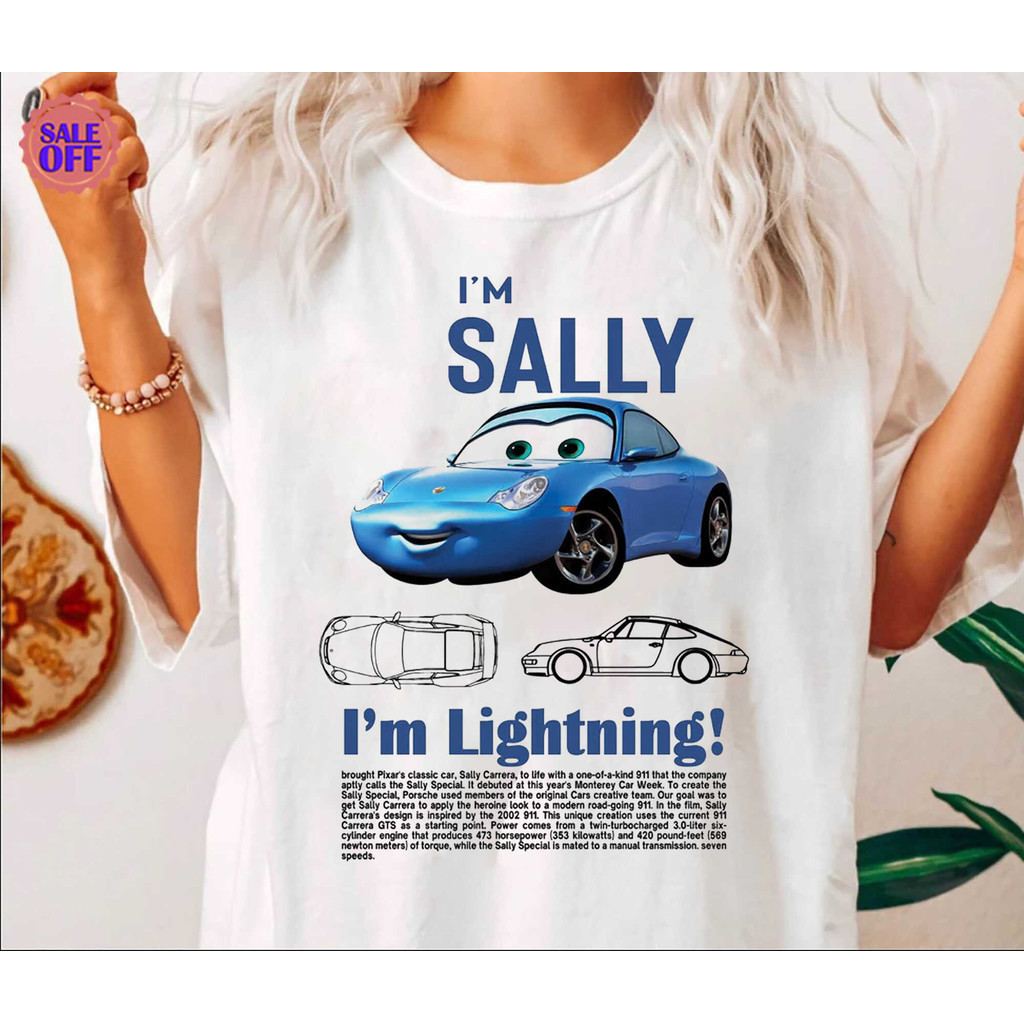 UNISEX Cars Matching เสื้อยืดคู่รัก Lightning Mcqueen และ Sally เสื้อยืด Limited Mcqueen