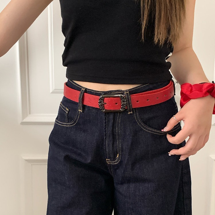 Retro Red Belt Dress เข็มขัดตกแต่ง ins Style Belt P1025