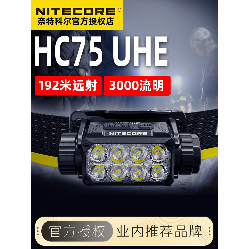 อัศวิน Cole HC75UHE อิเล็กทรอนิกส์โฟกัสทํางานไฟหน้ากลางแจ้งปีนเขา Headwear แสงที่แข็งแกร่งอายุการใช้