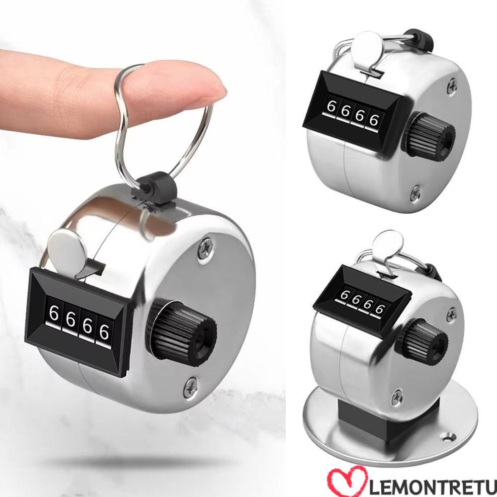LEMONTREE Hand Tally Counter, 4 หลัก Silver Clicker Counter, Mechanical Metal Manual Counter