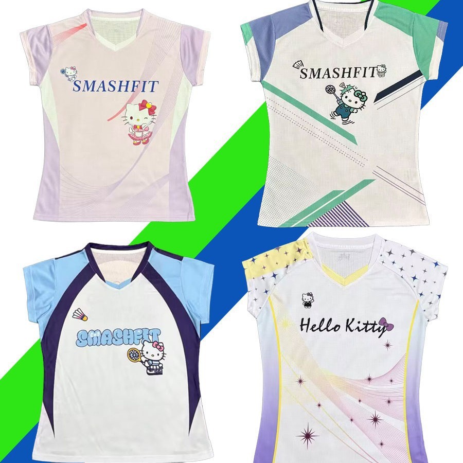 New Summer High-End YY Cartoon Badminton Clothing Girls Quick-Drying Breathable Sports Short Sleeve Flounced Sleeve Competition Top T Ta6P