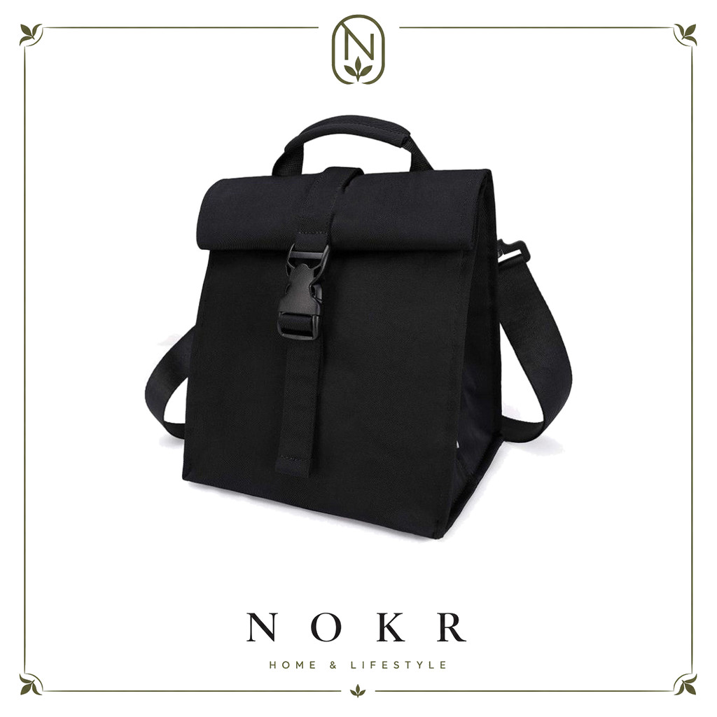 NOKR กระเป๋าใส่ข้าวกลางวันแบบหุ้มฉนวนพร้อมสายรัดปรับระดับได้ Rolltop Thermal Cooler สําหรับผู้หญิง ผู้ชาย ผู้ใหญ่