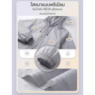 KLYM #TH203 เสื้อกันฝน EVA ยาวแฟชั่นสำหรับผู้ใหญ่ แบบเต็มตัว กันน้ำ พกพาได้ พับเก็บได้ ใสได้ทั้งชายและหญิง แบบใส