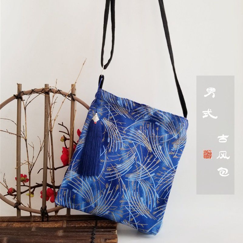Han Elements Mens Hanfu Bag Bag Messenger Bag Flow Small Antique One-Shoulder Cloth Bag Backpack Mat