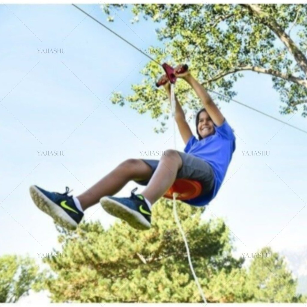 เด็กอนุบาลกลางแจ้ง Zipline Pulley Zipline Swing อุปกรณ์ฝึกประสาทสัมผัส Jungle Crossing Zipline