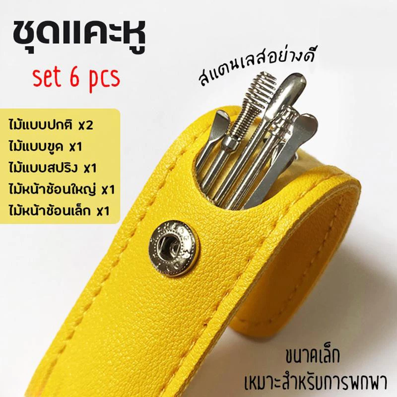 เครื่องมือหยิบหูสแตนเลส, อุปกรณ์ทําความสะอาดที่ตักหู 6 ชิ้น, เครื่องหยิบหูในครัวเรือนแบบพกพา, เครื่องมือหยิบหูระดับมืออา