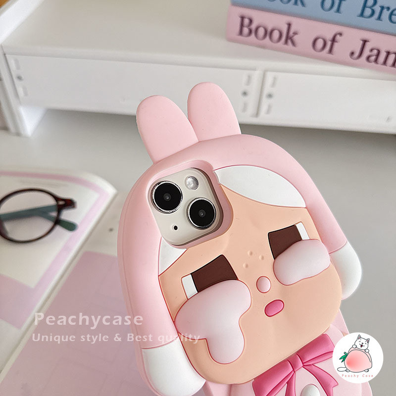 3D น่ารัก Bunny Crybaby สาวโทรศัพท์มือถือสําหรับ iPhone 17 16 15 14 13 Pro Max 12promax ซิลิโคนนุ่ม Drop ทนมือถือฝาหลัง - รูปที่ 5