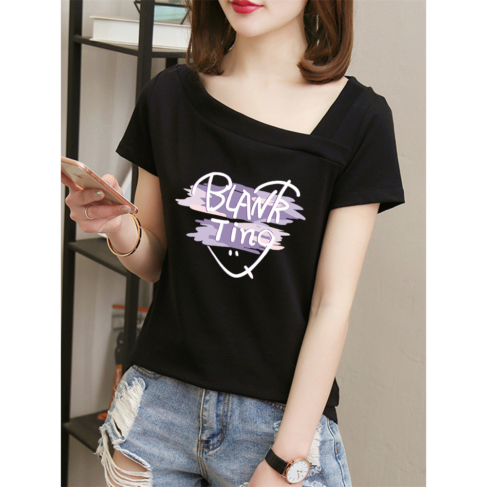 เสื้อยืดขาว aimer เสื้อยืด เสื้อยืดผ้าฝ้ายแท้ ทรงหลวม V-neck สไตล์ใหม่สำหรับฤดูร้อน