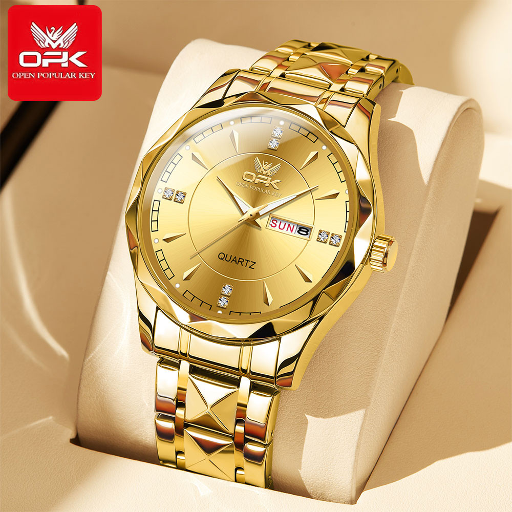 OPK นาฬิกาสำหรับผู้ชาย นาฬิกาโครโนกราฟหรูหรา กันน้ำ เรืองแสง สไตล์ธุรกิจ ของขวัญสำหรับผู้ชาย 8151