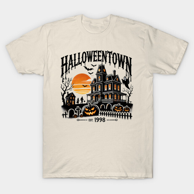 เสื้อยืด Vintage halloween town university EST 1998 T-Shirt แท้ Cotton 100% ใส่สบายๆ S-5XL