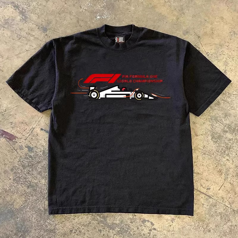 เสื้อยืดผู้ชาย F169 ลายโลโก้ F1 และข้อความ "FIA FORMULA ONE WORLD CHAMPIONSHIP" มีไซส์ให้เลือกระหว่า