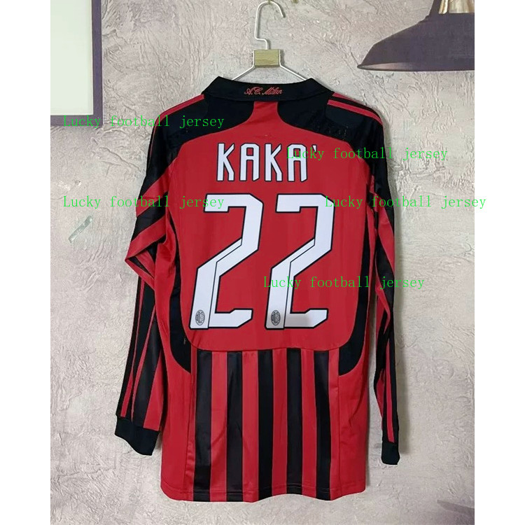 2007/08 AC Milan Soccer Jersey 07/08 Home KAKA PIRLO INZAGHI Men Retro Football Shirts แขนยาว