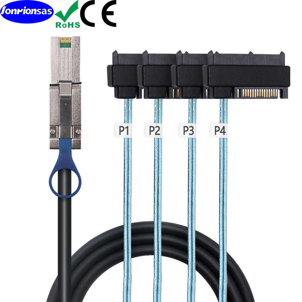 Mini SAS 8088 ถึง 4SFF-8482 29+15P การ์ด Array แบบบูรณาการ SATA Hard Disk Data Cable
