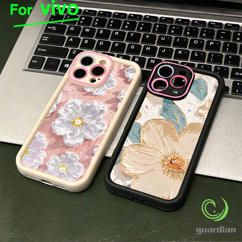 For Vivo เคสโทรศัพท์วิโว่ ดอกไม้สีขาว Y200 Y20 Y20s กรอบเลนส์สีชมพู Y12s Y12A Y17 Y12 Y15 Y11 Y12i Y15A โทรศัพ