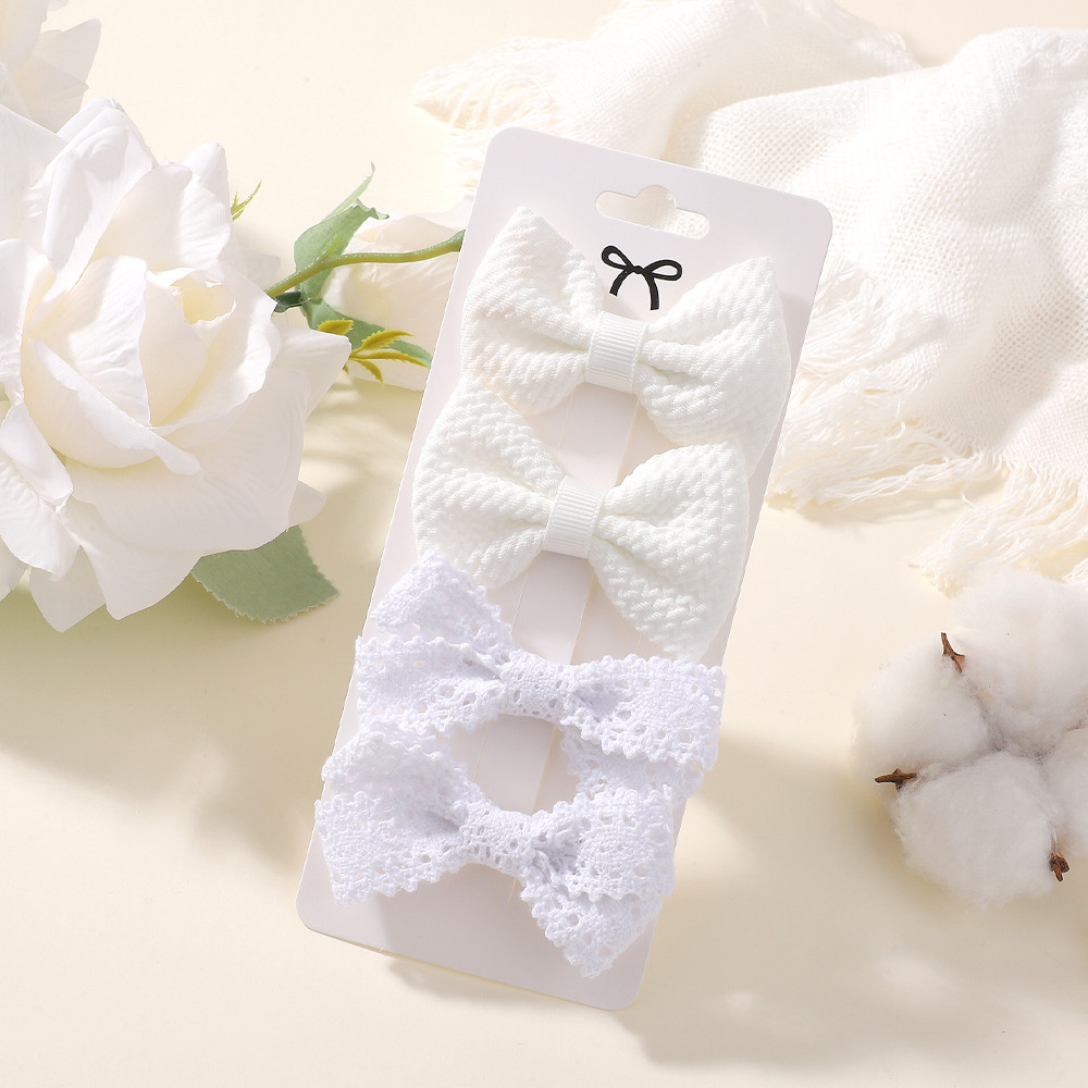 6pcs กิ๊บติดผมลูกไม้ Bow Knot สไตล์น่ารักสำหรับเด็กผู้หญิง ทำจากผ้าฝ้าย