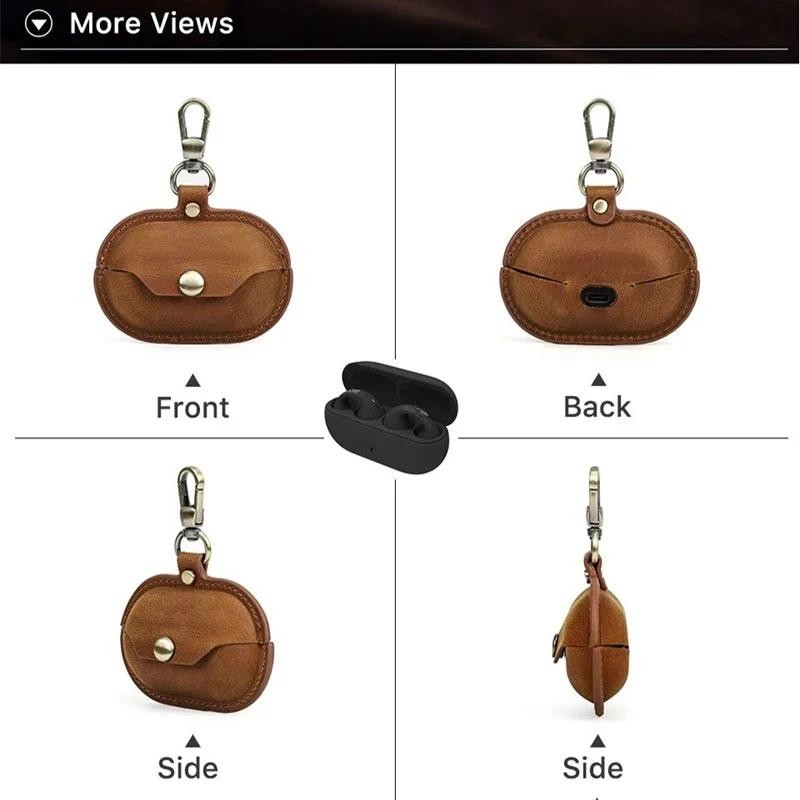 ของแท้หนังสําหรับ Sony Ambie เสียง Earcuffs กันกระแทกสําหรับ Sony หูฟังกล่องชาร์จ Retro กรณี