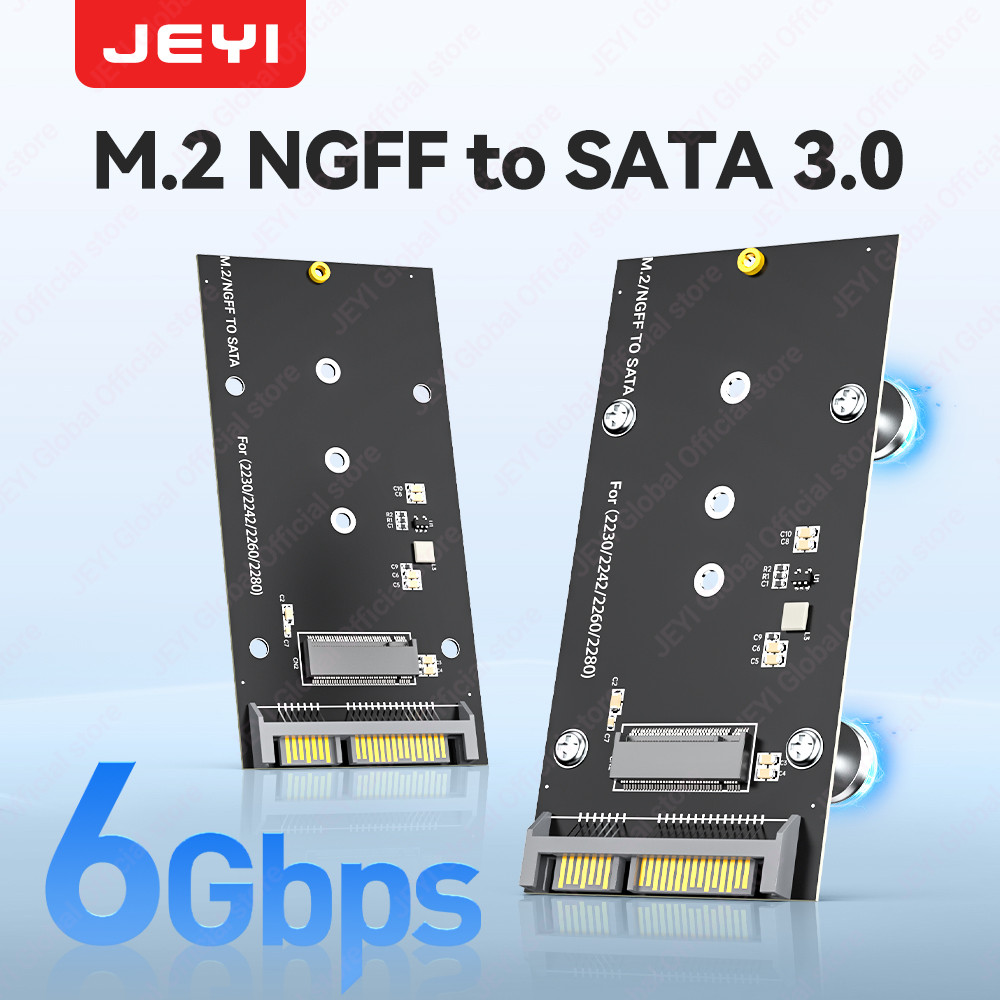 JEYI M.2 NGFF (SATA) ถึงอะแดปเตอร์ SATA 3.0 การ์ดแม่เหล็ก-6Gbps การถ่ายโอนความเร็วสูงสําหรับ 2230/42/60/80 SSDs รองรับความจุ 2TB
