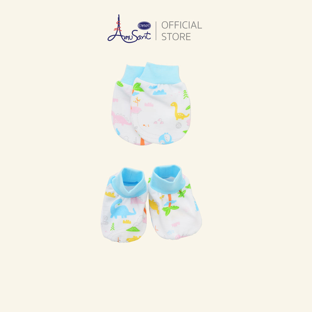 AMUSANT ถุงมือถุงเท้าเด็กอ่อน Cotton Spandex ลายไดโนเสาร์ EH9K90,EH9K91