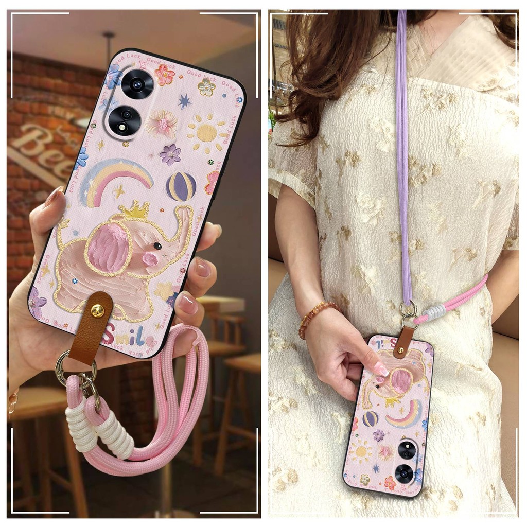 ออกแบบแฟชั่นฝาหลังเคสโทรศัพท์สําหรับ OPPO A97 5G Lanyard Graffiti กันกระแทกแนวทแยง Anti-knock Crossb