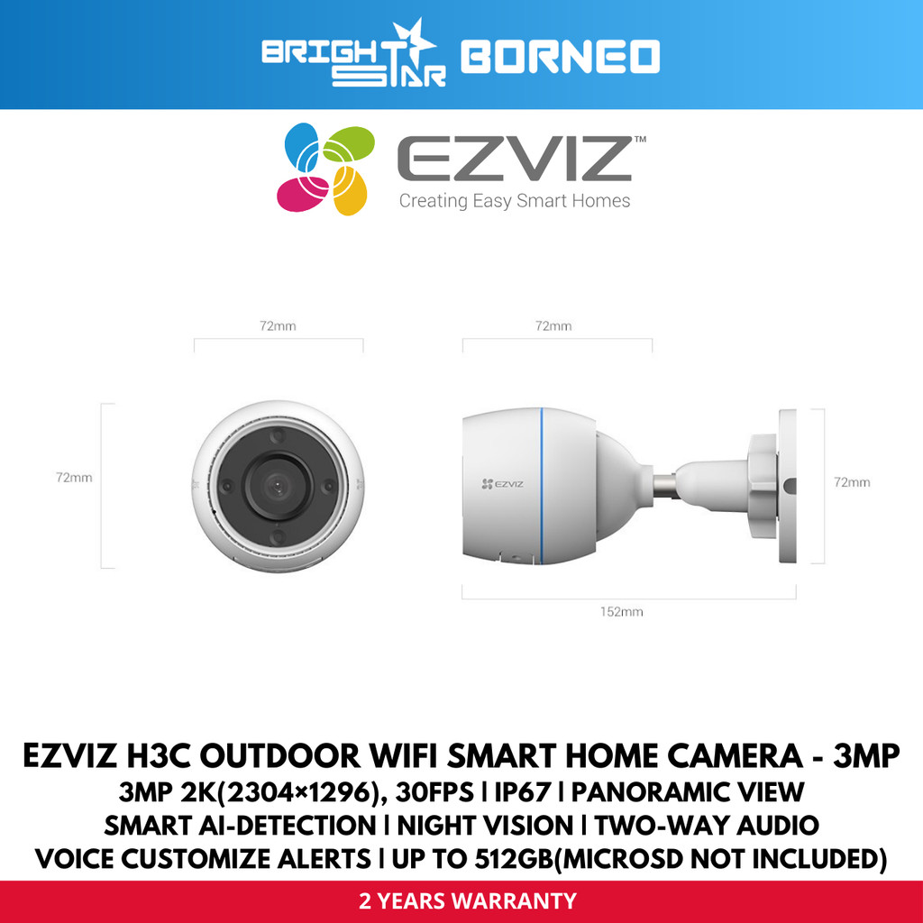 EZVIZ H3C Outdoor Wifi กล้องบ้านอัจฉริยะ - 3MP