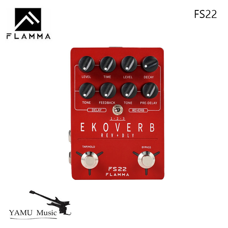 FLAMMA FS22 Ekoverb Dual Reverb Delay Pedal พร้อม Freeze และ Trail On Function พร้อมแหล่งจ่ายไฟ