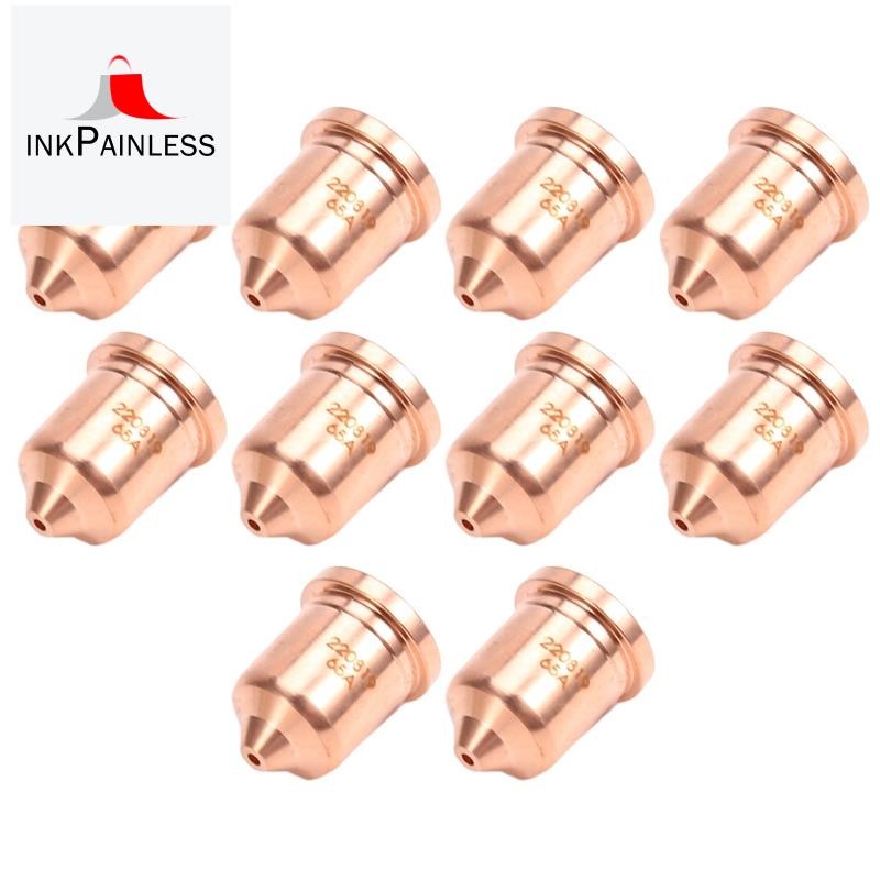 10ชิ้น 220819 65A หัวฉีด Fit สําหรับวัสดุสิ้นเปลืองไฟฉายตัดพลาสม่า 65/85/105