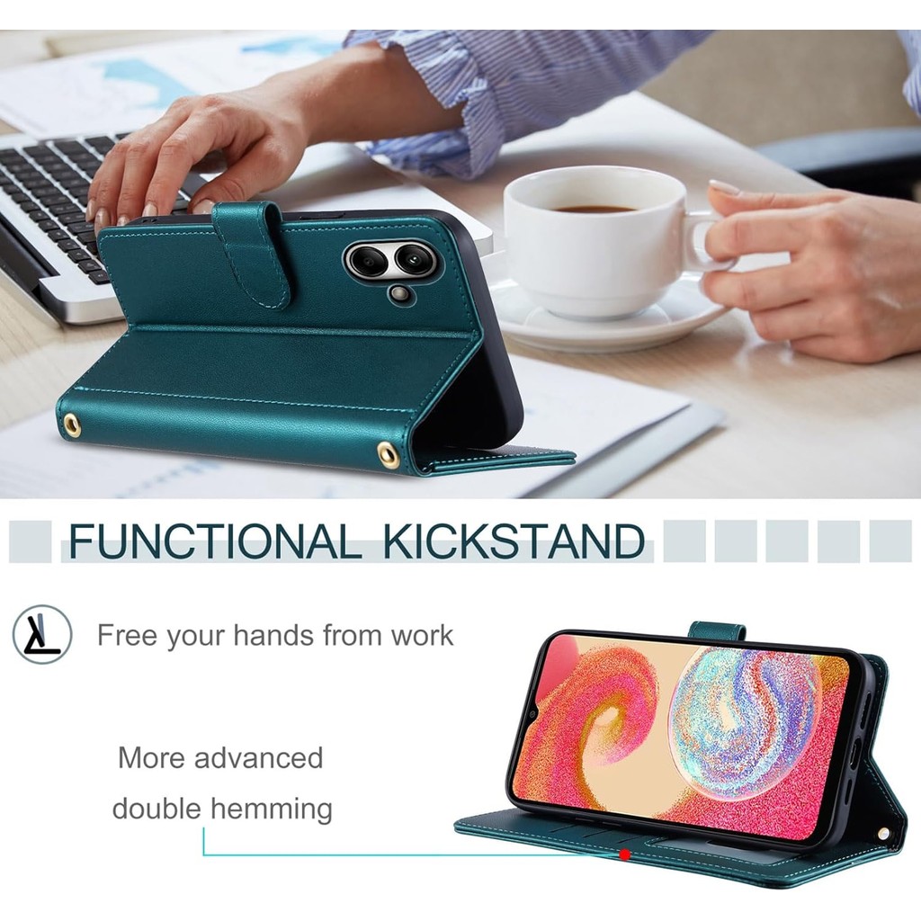 Argyle กระเป๋าสตางค์สําหรับ Samsung Galaxy A04 ที่ถอดออกได้สายรัดข้อมือสายคล้องไหล่ช่องใส่การ์ด Foli