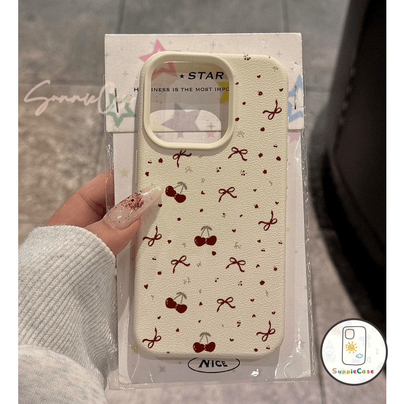 เคสไอโฟน เชอร์รี่ เหมาะสำหรับ เคส IPhone 14 12 15 16 13 11 Pro Max XR XS X Max 7 13 11 8 Plus เชลล์นุ่มพื้นผิวหนัง เคส