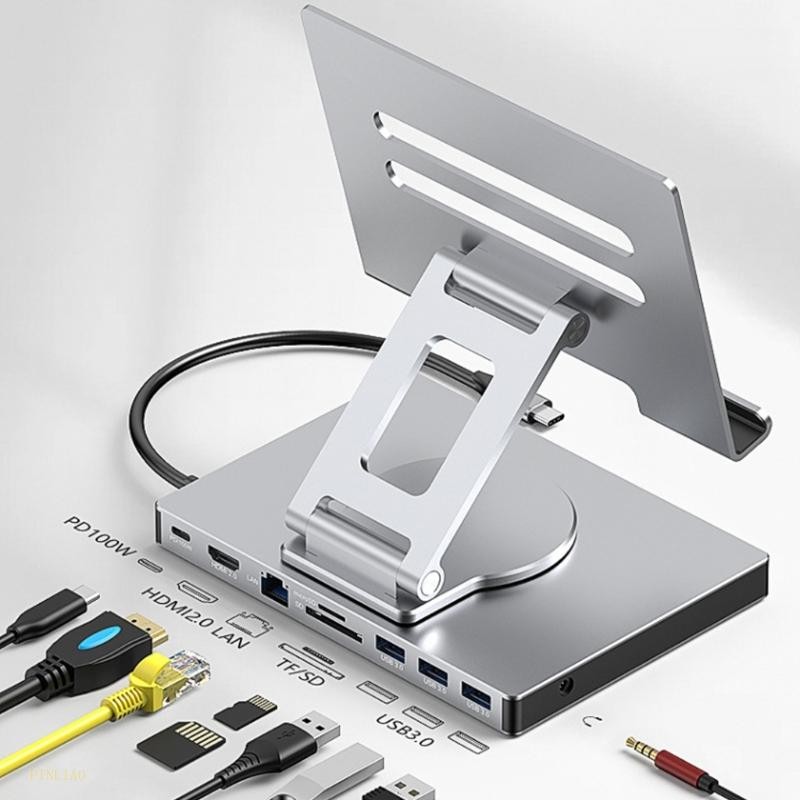 PLT อลูมิเนียม Type C Hub 8 in 1 9 in 1 พอร์ตการเชื่อมต่อ Fast Data Transfer มัลติฟังก์ชั่น Docking 