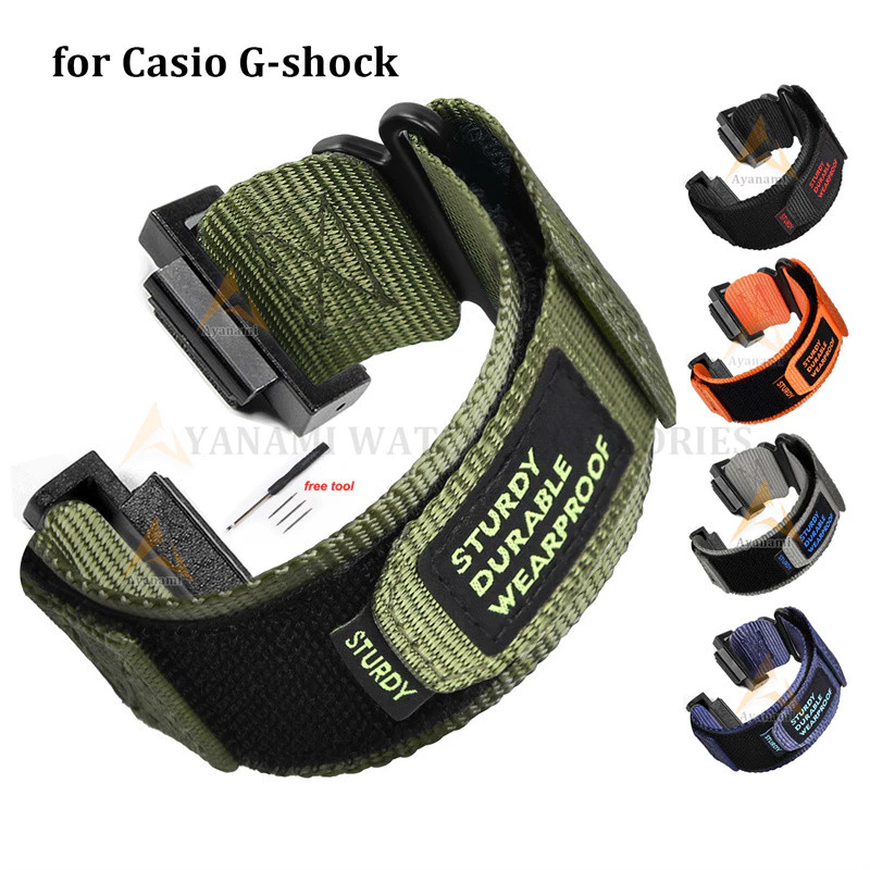 16 มม.ไนลอนสายนาฬิกาสําหรับ Casio G-SHOCK DW-5600/610 GA2100 อะแดปเตอร์นาฬิกา Band กีฬาผ้าใบสร้อยข้อมือผู้หญิงผู้ชายสายรัดข้อมือ