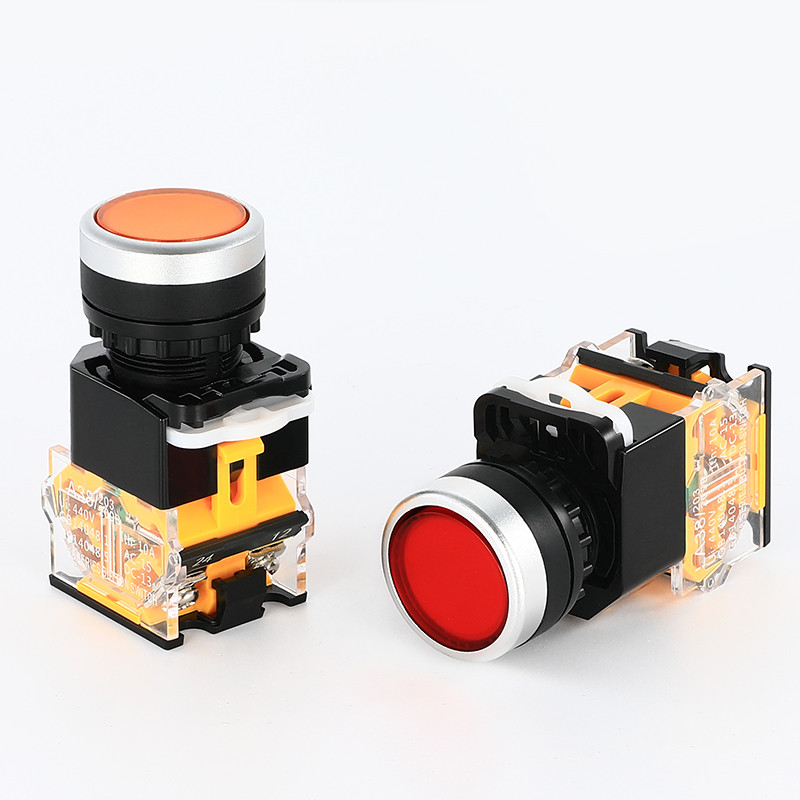 LA38-11BN Start Stop Self-Reset LA38-11BN Point สวิตช์ปุ่มแบนสีแดงสีเขียว 22 มม.