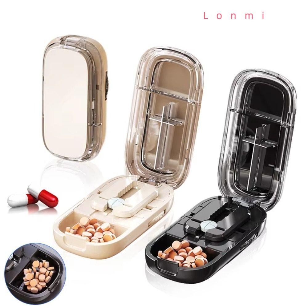 LONMI Quartering Pill Cutter, Divider Organizer เม็ดยากล่องเก็บ,กันฝุ่น Crusher Pill Cutter สําหรับย