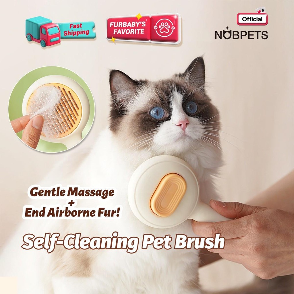 Nobpets Self - Cleaning Pet Brush : นวดอ่อนโยน บอกลาขนลอย และขนสัตว์เลี้ยงง่ายๆ!