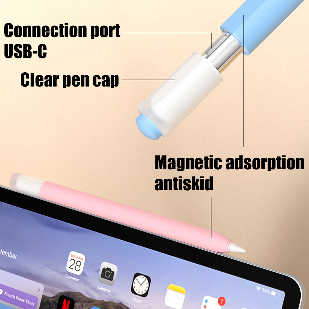 เคสซิลิโคนสำหรับป้องกันดินสอ เคสซิลิโคนแบบเจลลี่สำหรับปากกา Stylus USB-C ของ For iPad เคสป้องกันบางเฉียบและกันลื่น - รูปที่ 3