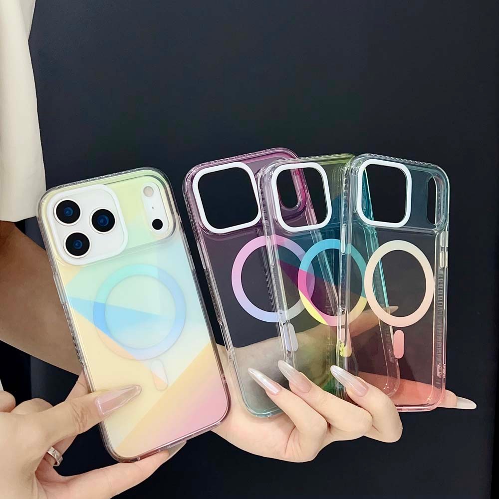 17Pro Max คุณภาพสูงแม่เหล็กโปร่งใส PC hard เคสโทรศัพท์สําหรับ iPhone 16 ProMax 15Pro Max 11 12 13 14Pro Max