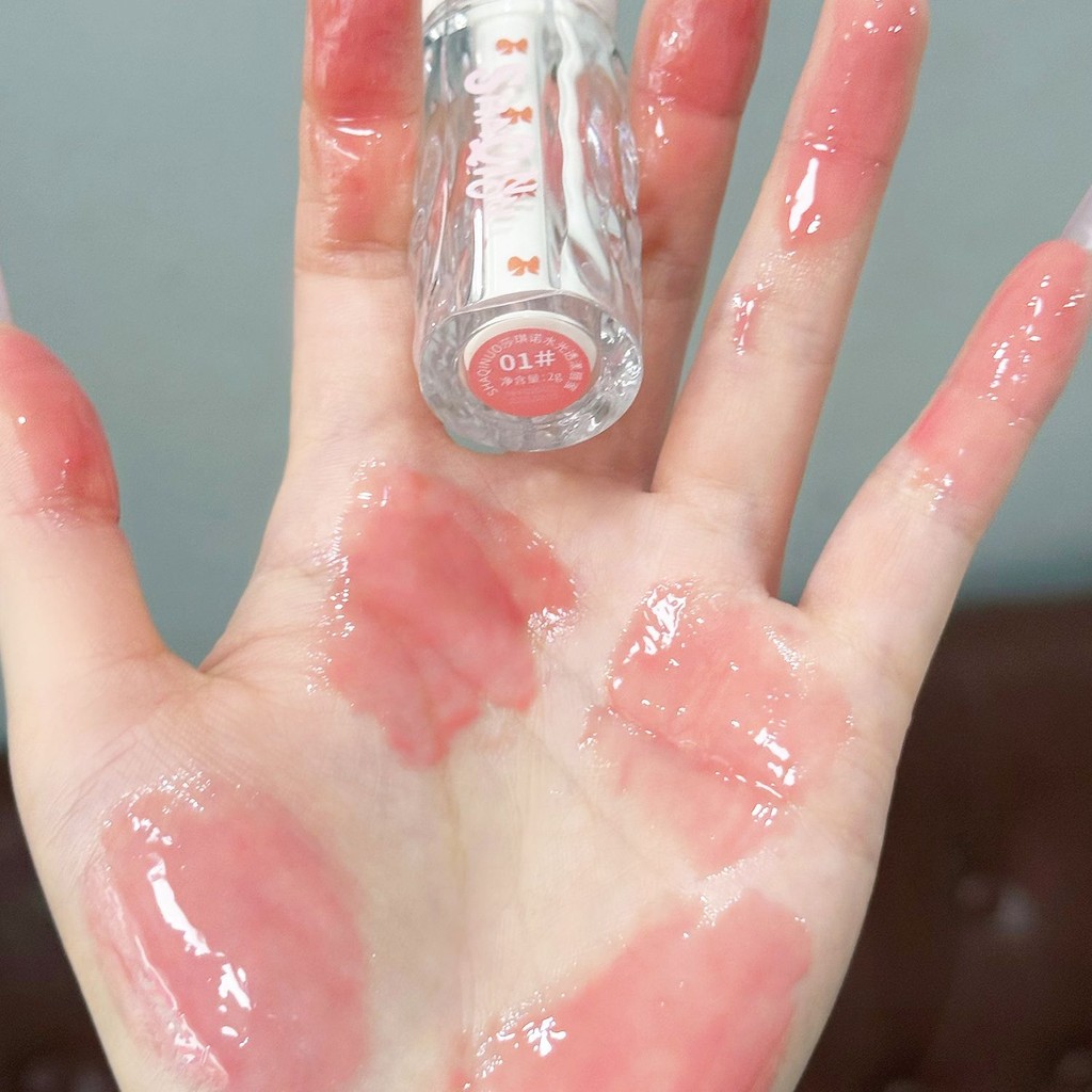 ลูกปัดผง Moisturizing Bulb Lip Gloss Water Gloss Lip Fade Mirror Pure Desire Dudu Glass ลิปสติก Stud