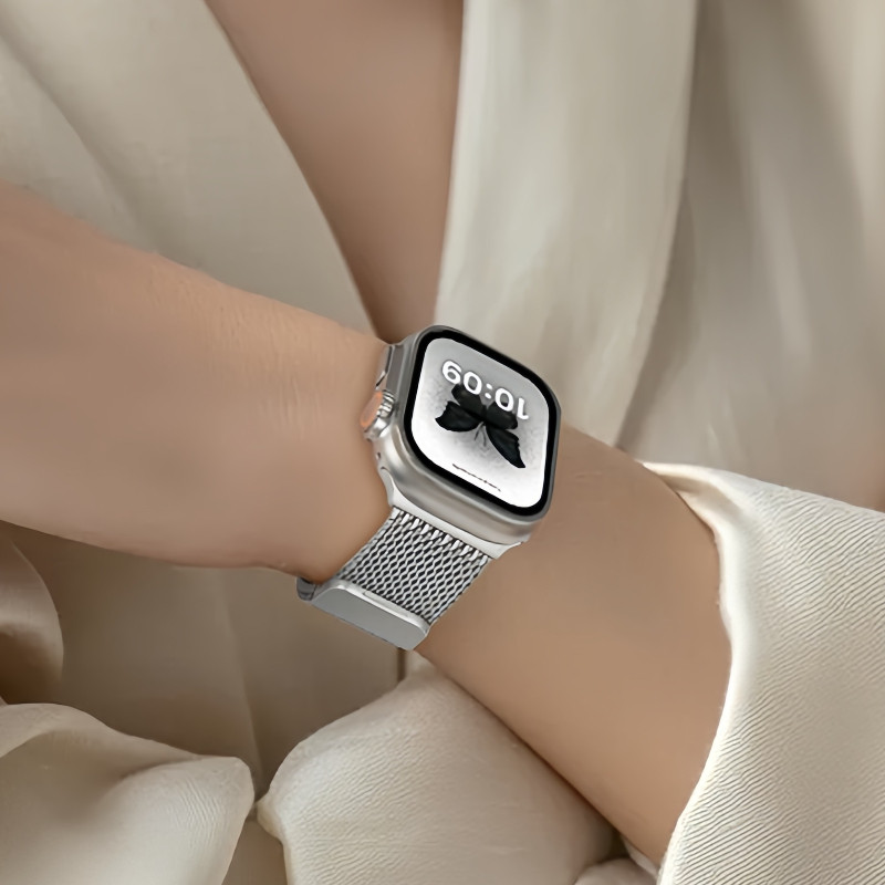 Milanese Loop สําหรับ Apple Watch Band Ultra 2 49 มม.46 มม.44 มม.45 มม.42 มม.38 มม.40 มม.41 มม.สร้อยข้อมือโลหะแม่เหล็ก iWatch Series 10 9 8 7 se 6 5 4 - รูปที่ 3