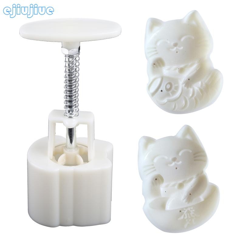 Cc วัสดุพลาสติกแม่พิมพ์ขนมไหว้พระจันทร์ 50g Lucky สําหรับแสตมป์รูปแมวเค้กดวงจันทร์ Moulds สําหรับอบข