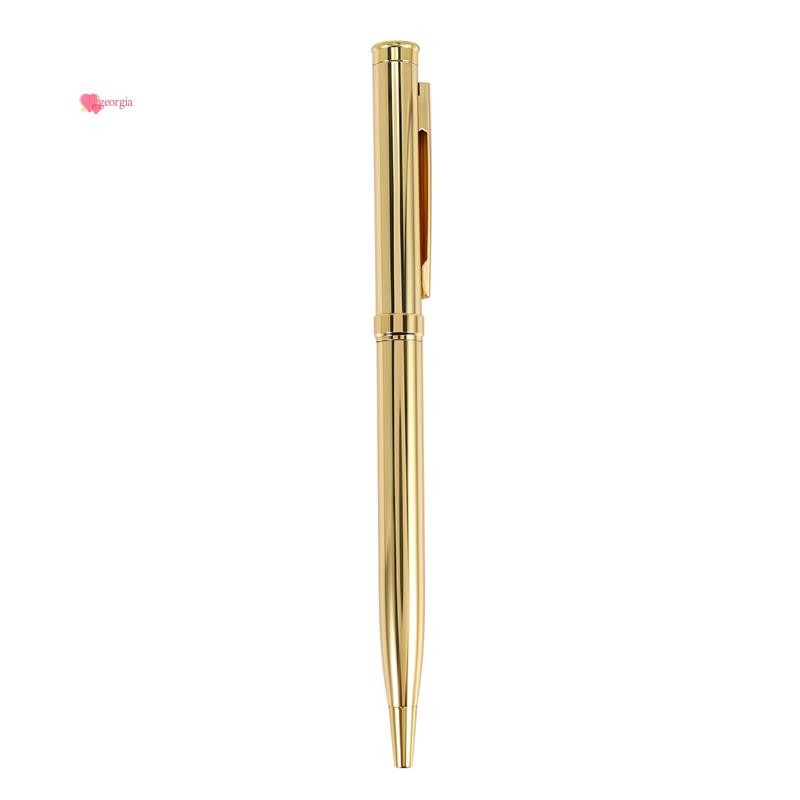gorg33Metal ปากกาลูกลื่นสแตนเลสหมุนปากกาลูกลื่นสําหรับโรงเรียนสํานักงาน Bright Writing Point 1.0 มม. (สีทอง)