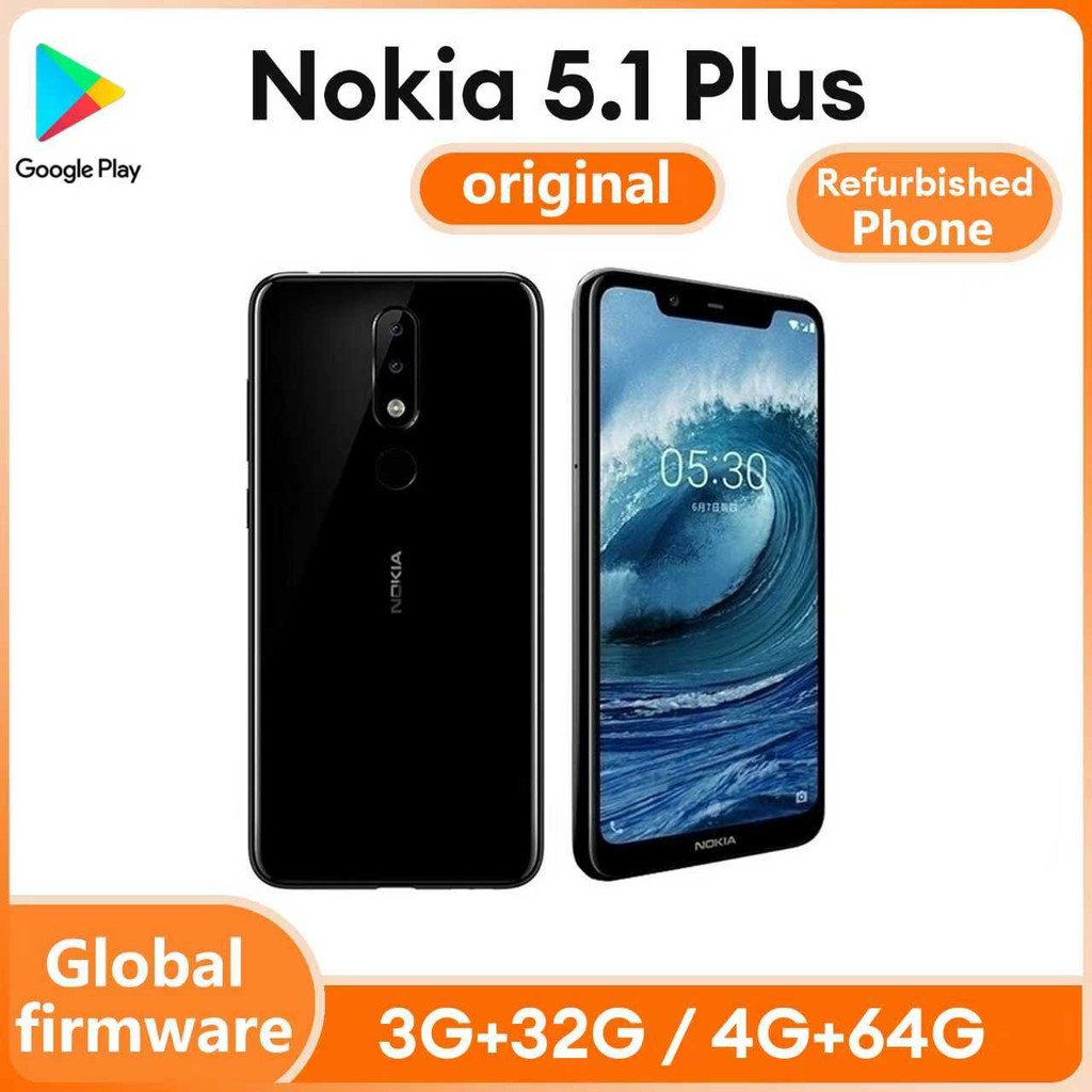 Refurbished โทรศัพท์สําหรับ Nokia 5.1 Plus ปลดล็อค Nokia X5 Octa-core 5.86 นิ้ว 3GB RAM 32GB ROM LTE