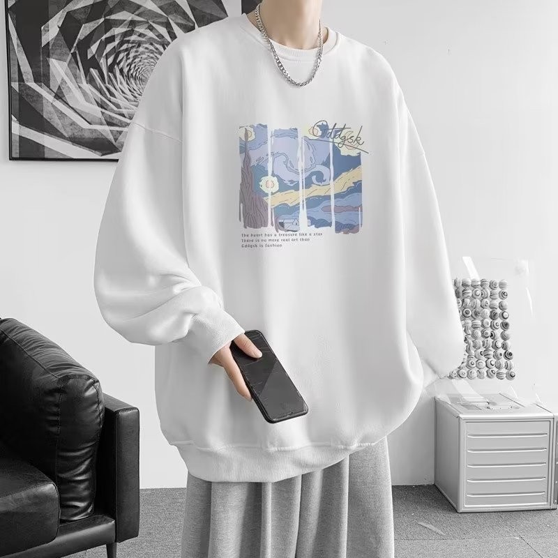 2025 หลวมฤดูใบไม้ผลิฤดูใบไม้ร่วงเสื้อผ้า 2025 อินเทรนด์แขนยาวใหม่แจ็คเก็ต 23 ins All-Match ชายรอบคอเ