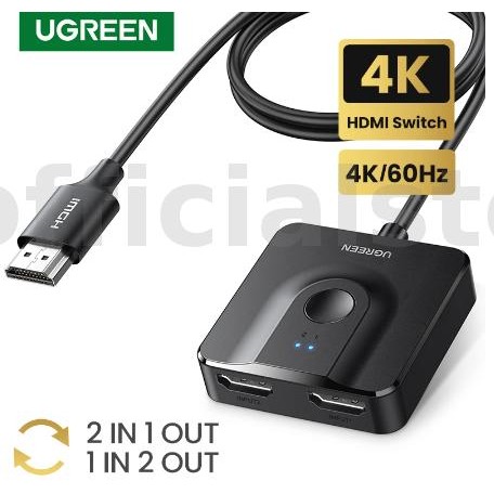 UGreen CM311 4K @ 60Hz 0สวิตช์HDMI พร้อม 3.3FT 0สาย HDMI 2 in 1 Out/1 in 2 Out Bidirectional 0HDMI S
