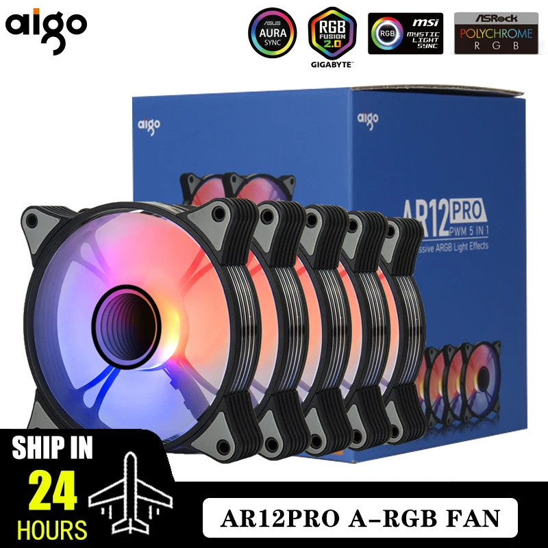Aigo AR12PRO คอมพิวเตอร์พัดลม Ventoinha PC magnetic light bar 120 มม.พัดลม RGB 4pin PWM CPU พัดลมระบ