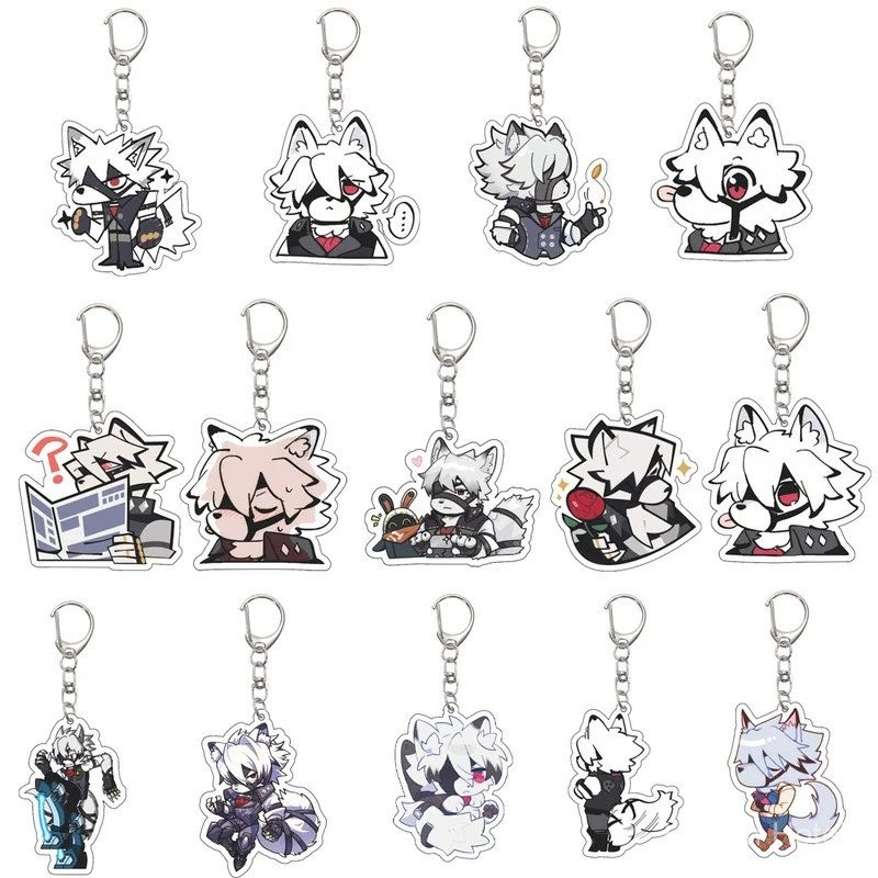 55MM Zenless Zone Zero เกมพวงกุญแจ Von Lycaon พวงกุญแจอะคริลิครุ่นแผ่นของขวัญคริสต์มาส