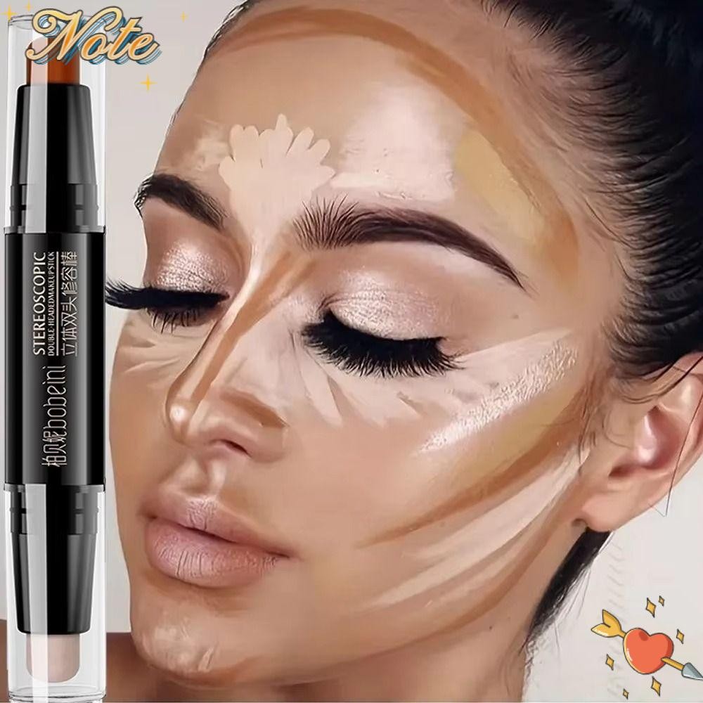NOTEE V Face Contouring Stick, Face Makeup ปากกาคอนซีลเลอร์ 2-in-1, เงาสะพานจมูกสูงสองหัวติดทนนาน