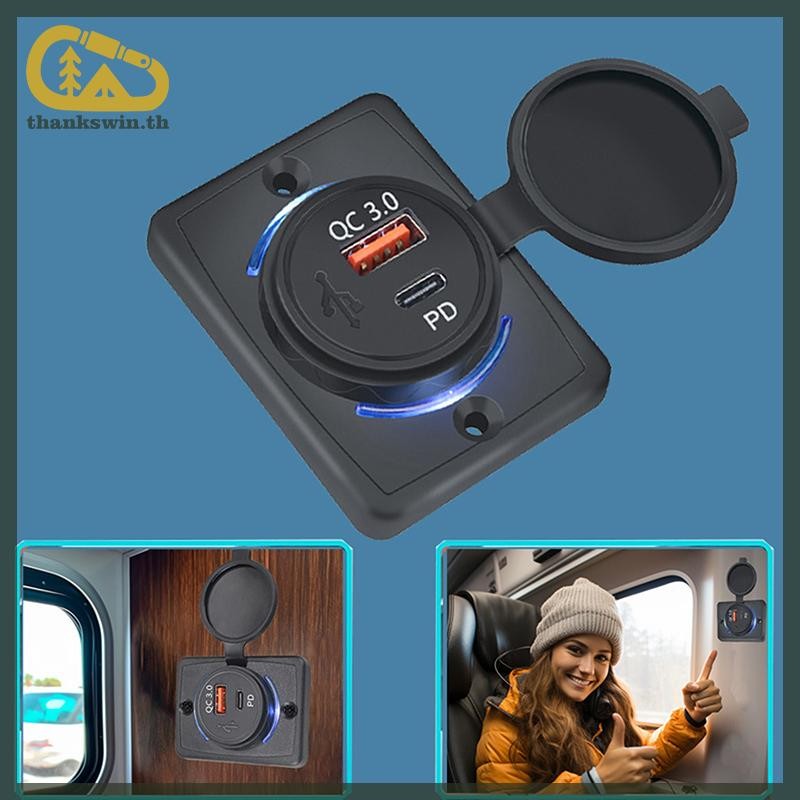 Thankswin B21PD QC + PD/ B21 A + C 3.1A Car Charger Dual USB อะแดปเตอร์ทรงกลมกันน้ํา Soaccket อะแดปเ